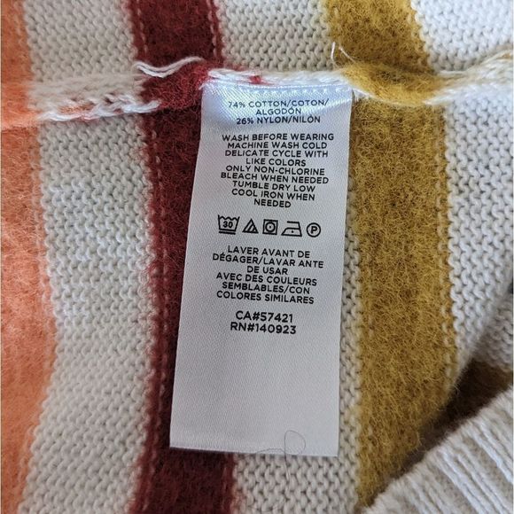 Oversized LOFT Fuzzy Striped Sweater Whipped Cream Multi New. S - Picture 8 of 14